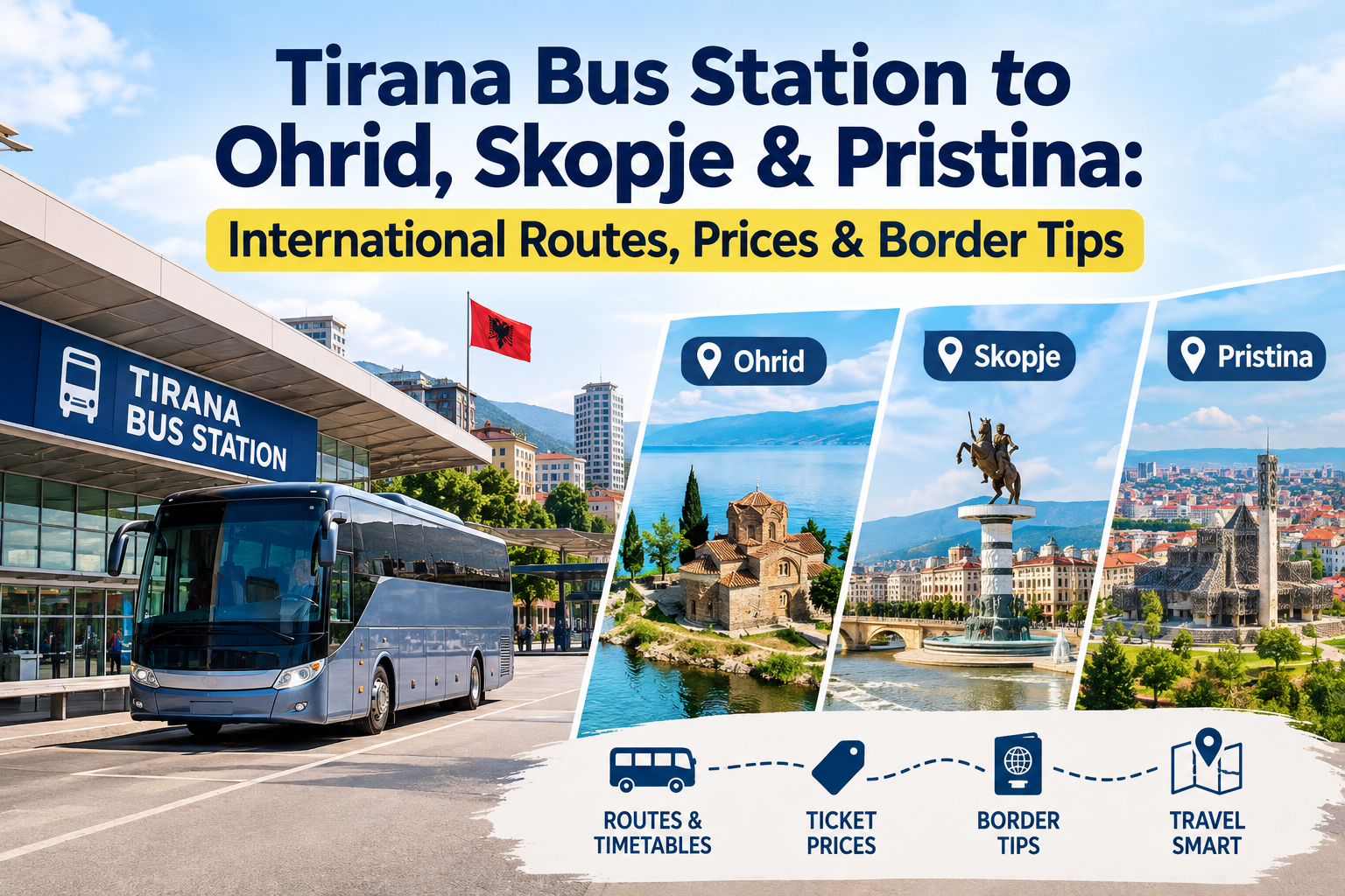 You are currently viewing Tirana Bus Station to Ohrid, Skopje & Pristina: International Routes, Prices & Border Tips